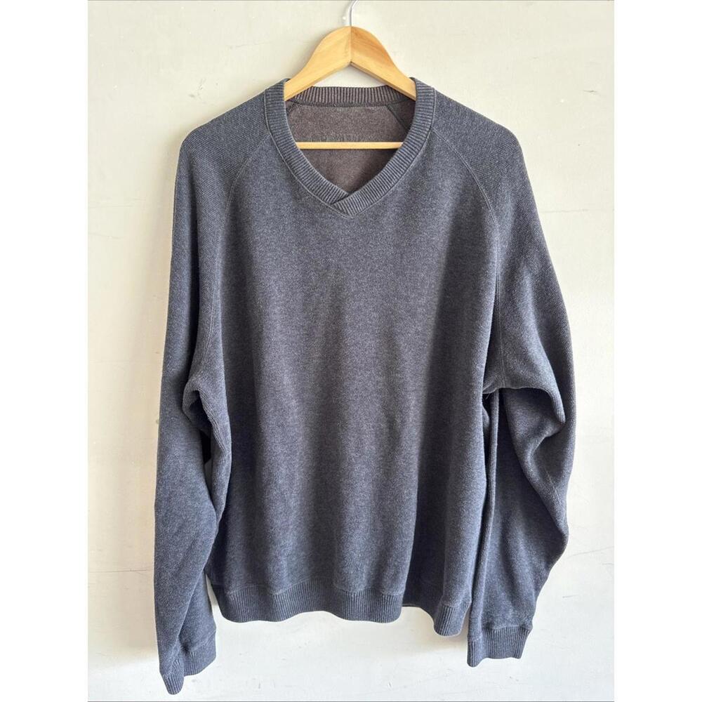 Cremieux V-Neck Knit Mens XL Grey Long Sleeve Dark Academia Preppy Minimalist‎